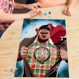 Scottish Gibson Clan Tartan Puzzle - Supper Hero Style Scottish Plaid Tartan Plaid