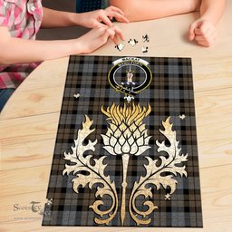 Scottish MacKay Weathered Clan Tartan Puzzle - Thistle Gold Style Scottish Plaid Tartan Plaid