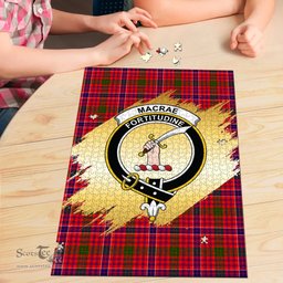 Scottish MacRae Modern Clan Tartan Puzzle - Gold Style Scottish Plaid Tartan Plaid