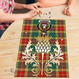 Scottish Buchanan Old Sett Clan Tartan Puzzle - Thistle Gold Style Scottish Plaid Tartan Plaid