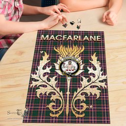 Scottish MacFarlane Hunting Modern Clan Tartan Puzzle - Thistle Scotland Style Scottish Plaid Tartan Plaid