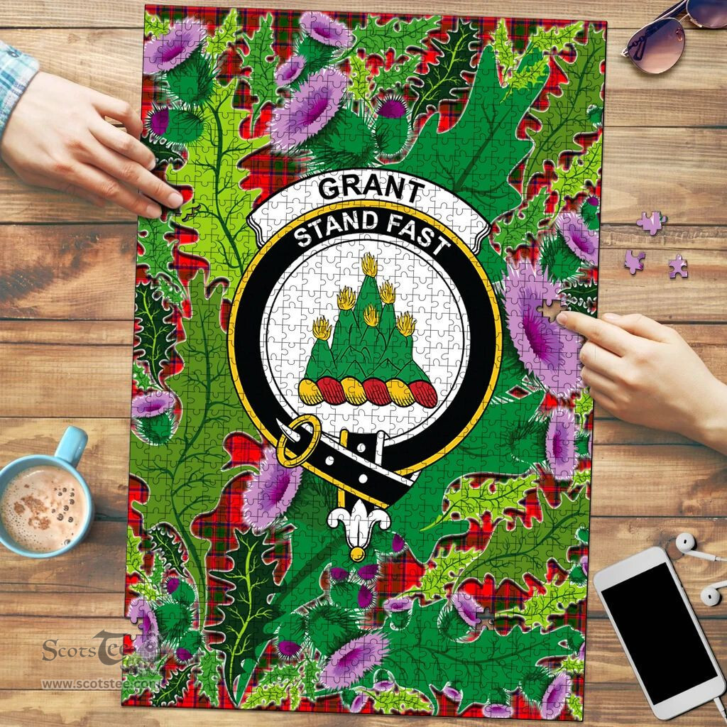 Scottish Grant Modern Clan Tartan Puzzle - Thistle Pattern Style Scottish Plaid Tartan Plaid