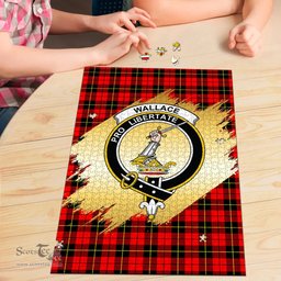 Scottish Wallace Hunting Red Clan Tartan Puzzle - Gold Style Scottish Plaid Tartan Plaid