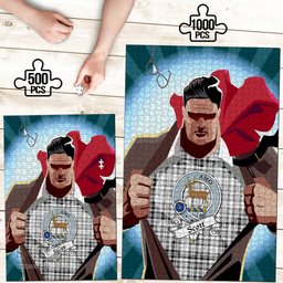Scottish Scott Black White Modern Clan Tartan Puzzle - Supper Hero Style Scottish Plaid Tartan Plaid
