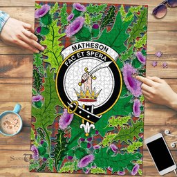 Scottish Matheson Ancient Clan Tartan Puzzle - Thistle Pattern Style Scottish Plaid Tartan Plaid