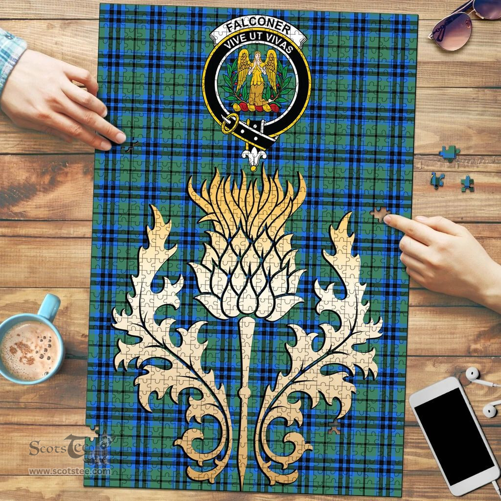 Scottish Falconer Clan Tartan Puzzle - Thistle Gold Style Scottish Plaid Tartan Plaid