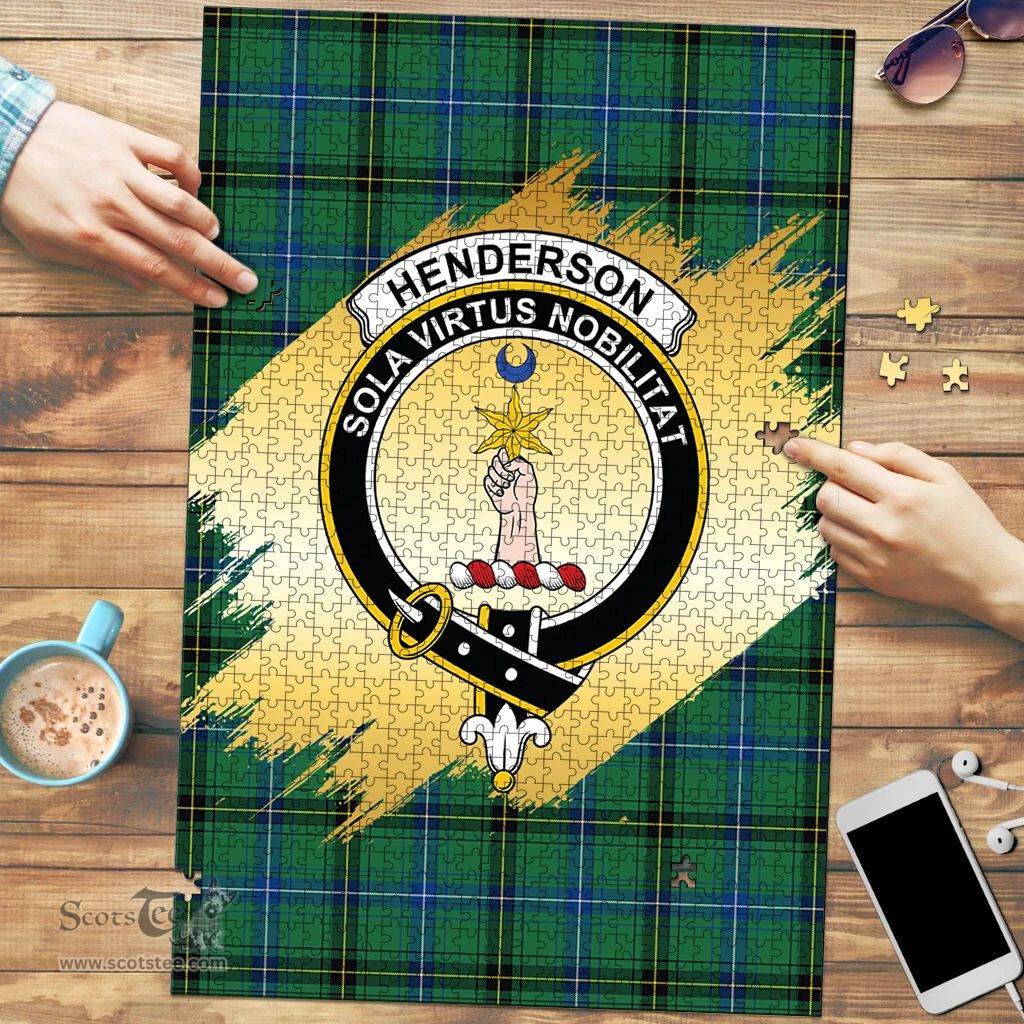 Scottish Henderson Ancient Clan Tartan Puzzle - Gold Style Scottish Plaid Tartan Plaid
