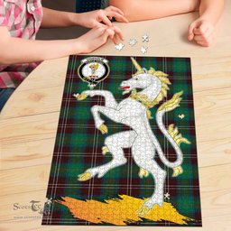 Scottish Chisholm Hunting Ancient Clan Tartan Puzzle - Unicorn Style Scottish Plaid Tartan Plaid