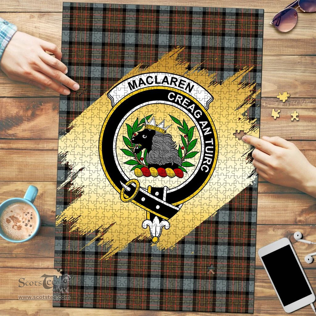 Scottish MacLaren Weathered Clan Tartan Puzzle - Gold Style Scottish Plaid Tartan Plaid