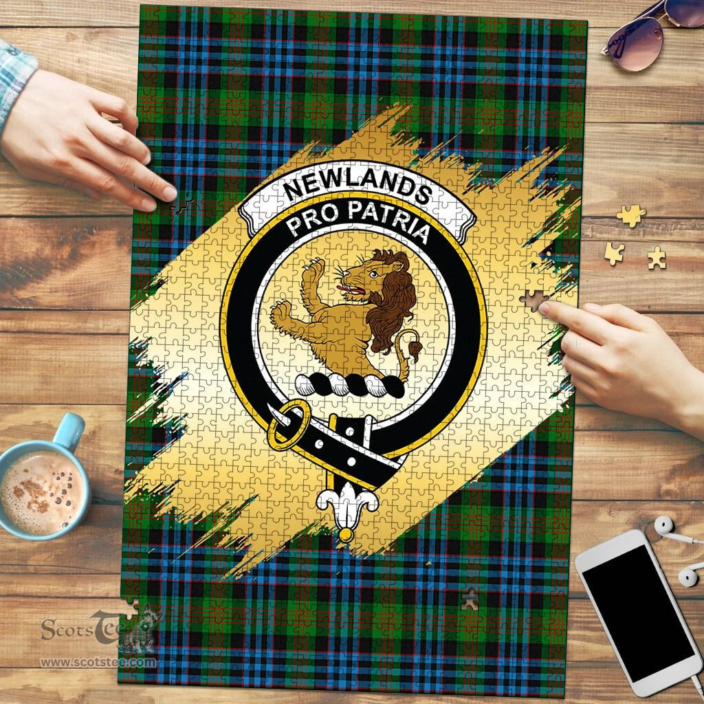 Scottish Newlands of Lauriston Clan Tartan Puzzle - Gold Style Scottish Plaid Tartan Plaid