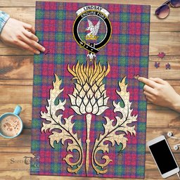 Scottish Lindsay Ancient Clan Tartan Puzzle - Thistle Gold Style Scottish Plaid Tartan Plaid