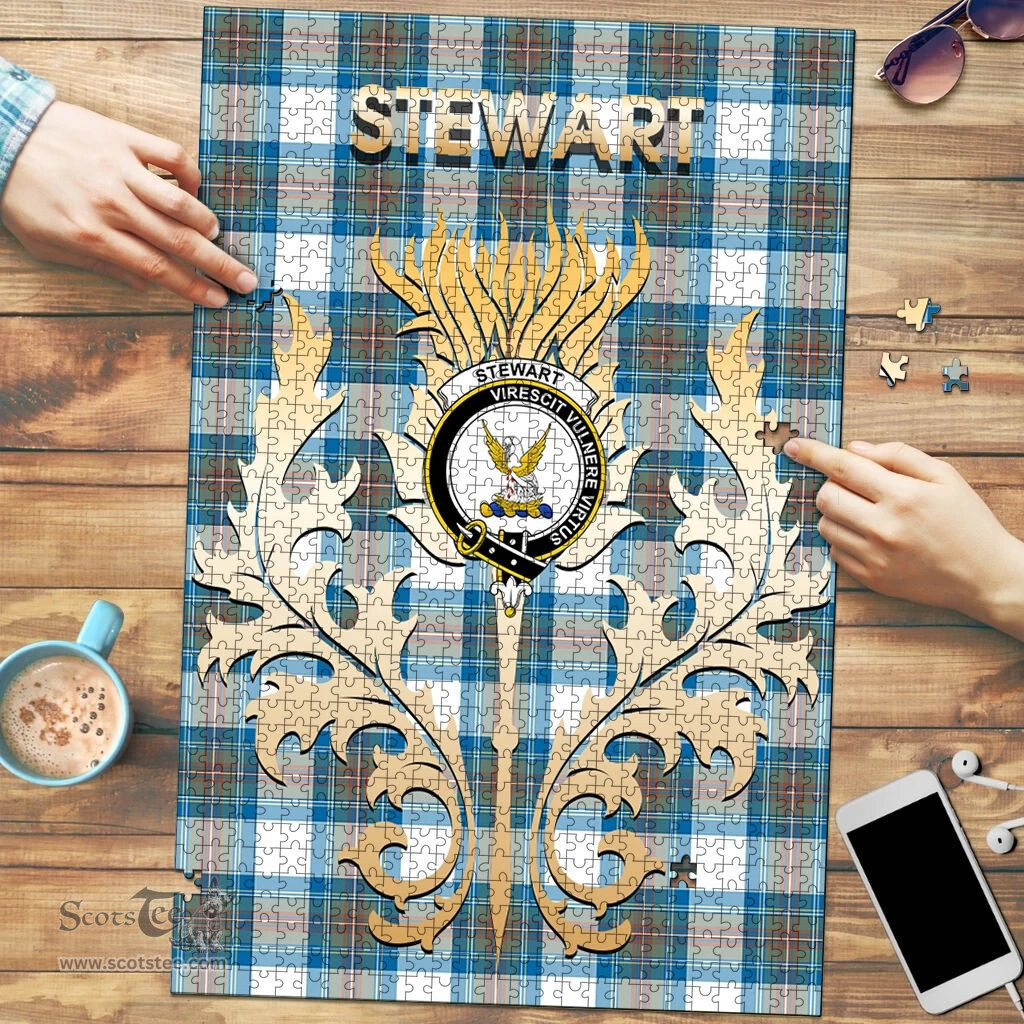 Scottish Stewart Muted Blue Clan Tartan Puzzle - Thistle Scotland Style Scottish Plaid Tartan Plaid