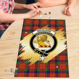Scottish Nicolson Ancient Clan Tartan Puzzle - Gold Style Scottish Plaid Tartan Plaid