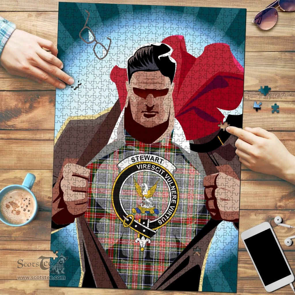 Scottish Stewart Black Clan Tartan Puzzle - Supper Hero Style Scottish Plaid Tartan Plaid