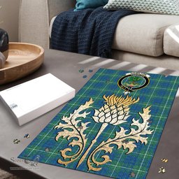Scottish Hamilton Hunting Ancient Clan Tartan Puzzle - Thistle Gold Style Scottish Plaid Tartan Plaid