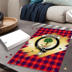Scottish Hamilton Modern Clan Tartan Puzzle - Gold Style Scottish Plaid Tartan Plaid