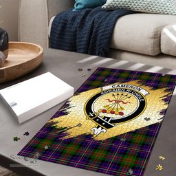 Scottish Cameron of Erracht Modern Clan Tartan Puzzle - Gold Style Scottish Plaid Tartan Plaid