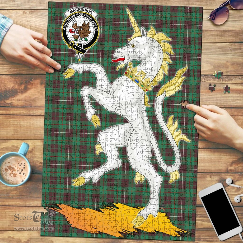 Scottish MacKinnon Hunting Ancient Clan Tartan Puzzle - Unicorn Style Scottish Plaid Tartan Plaid