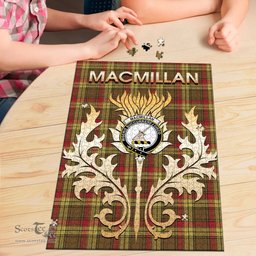 Scottish MacMillan Old Weathered Clan Tartan Puzzle - Thistle Scotland Style Scottish Plaid Tartan Plaid