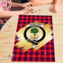 Scottish Hamilton Modern Clan Tartan Puzzle - Gold Style Scottish Plaid Tartan Plaid