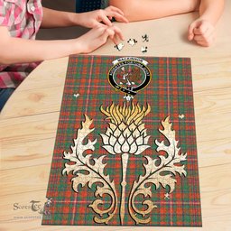 Scottish MacKinnon Ancient Clan Tartan Puzzle - Thistle Gold Style Scottish Plaid Tartan Plaid