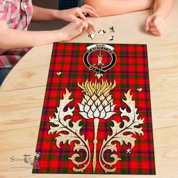 Scottish Bain Clan Tartan Puzzle - Thistle Gold Style Scottish Plaid Tartan Plaid