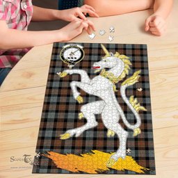 Scottish Gunn Weathered Clan Tartan Puzzle - Unicorn Style Scottish Plaid Tartan Plaid