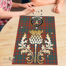 Scottish Matheson Ancient Clan Tartan Puzzle - Thistle Gold Style Scottish Plaid Tartan Plaid