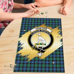 Scottish Hunter Ancient Clan Tartan Puzzle - Gold Style Scottish Plaid Tartan Plaid