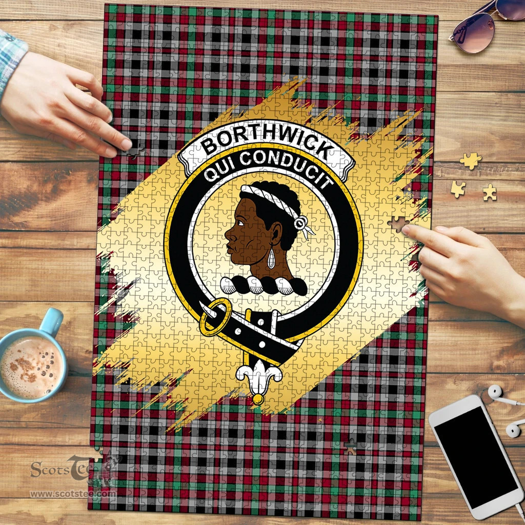 Scottish Borthwick Ancient Clan Tartan Puzzle - Gold Style Scottish Plaid Tartan Plaid