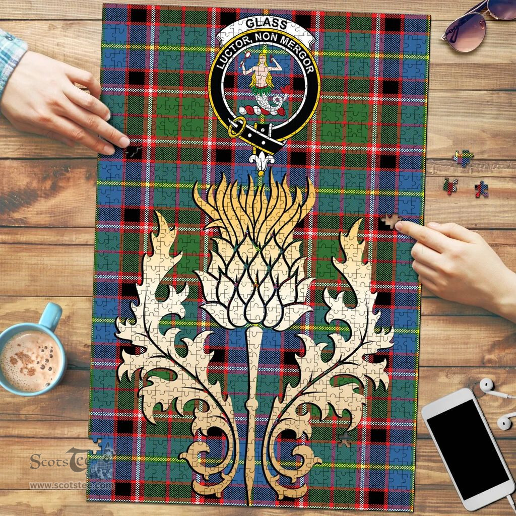 Scottish Glass Clan Tartan Puzzle - Thistle Gold Style Scottish Plaid Tartan Plaid