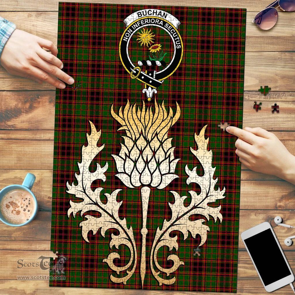 Scottish Buchan Modern Clan Tartan Puzzle - Thistle Gold Style Scottish Plaid Tartan Plaid