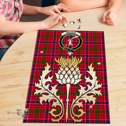 Scottish MacRae Modern Clan Tartan Puzzle - Thistle Gold Style Scottish Plaid Tartan Plaid