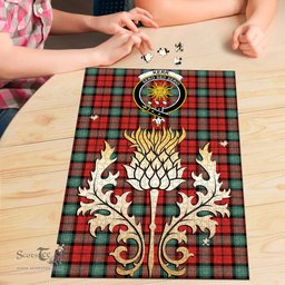 Scottish Kerr Ancient Clan Tartan Puzzle - Thistle Gold Style Scottish Plaid Tartan Plaid