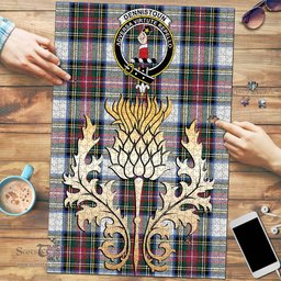 Scottish Dennistoun Clan Tartan Puzzle - Thistle Gold Style Scottish Plaid Tartan Plaid