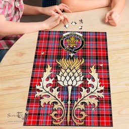 Scottish Udny Clan Tartan Puzzle - Thistle Gold Style Scottish Plaid Tartan Plaid