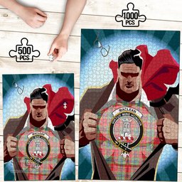 Scottish MacLean of Duart Modern Clan Tartan Puzzle - Supper Hero Style Scottish Plaid Tartan Plaid