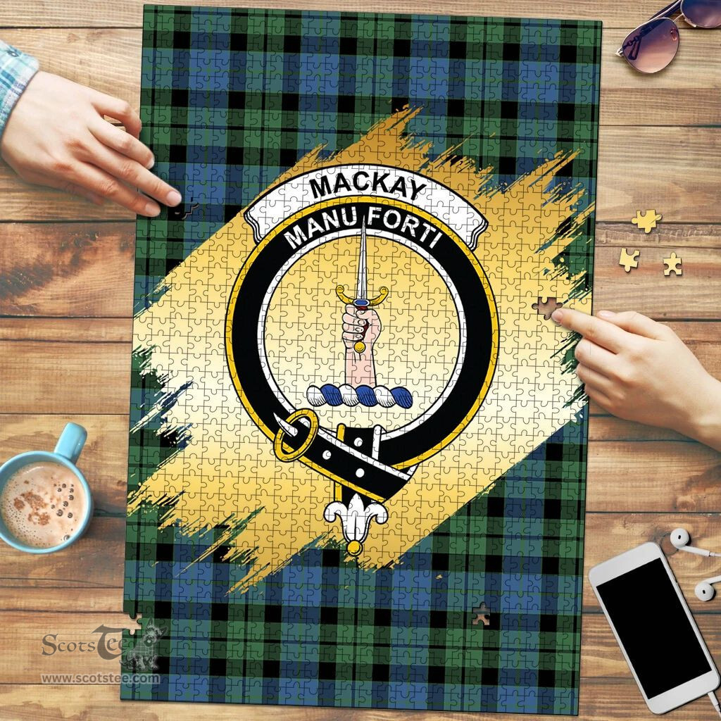 Scottish MacKay Ancient Clan Tartan Puzzle - Gold Style Scottish Plaid Tartan Plaid