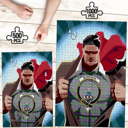 Scottish Morrison Modern Clan Tartan Puzzle - Supper Hero Style Scottish Plaid Tartan Plaid
