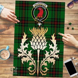 Scottish Halkerston Clan Tartan Puzzle - Thistle Gold Style Scottish Plaid Tartan Plaid