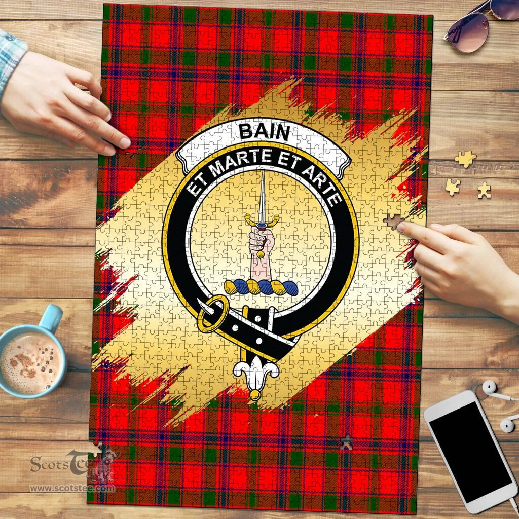 Scottish Bain Clan Tartan Puzzle - Gold Style Scottish Plaid Tartan Plaid