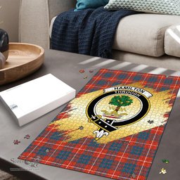 Scottish Hamilton Ancient Clan Tartan Puzzle - Gold Style Scottish Plaid Tartan Plaid