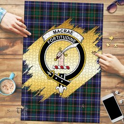 Scottish MacRae Hunting Modern Clan Tartan Puzzle - Gold Style Scottish Plaid Tartan Plaid