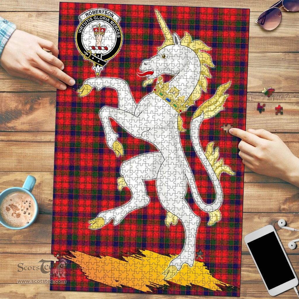 Scottish Robertson Modern Clan Tartan Puzzle - Unicorn Style Scottish Plaid Tartan Plaid