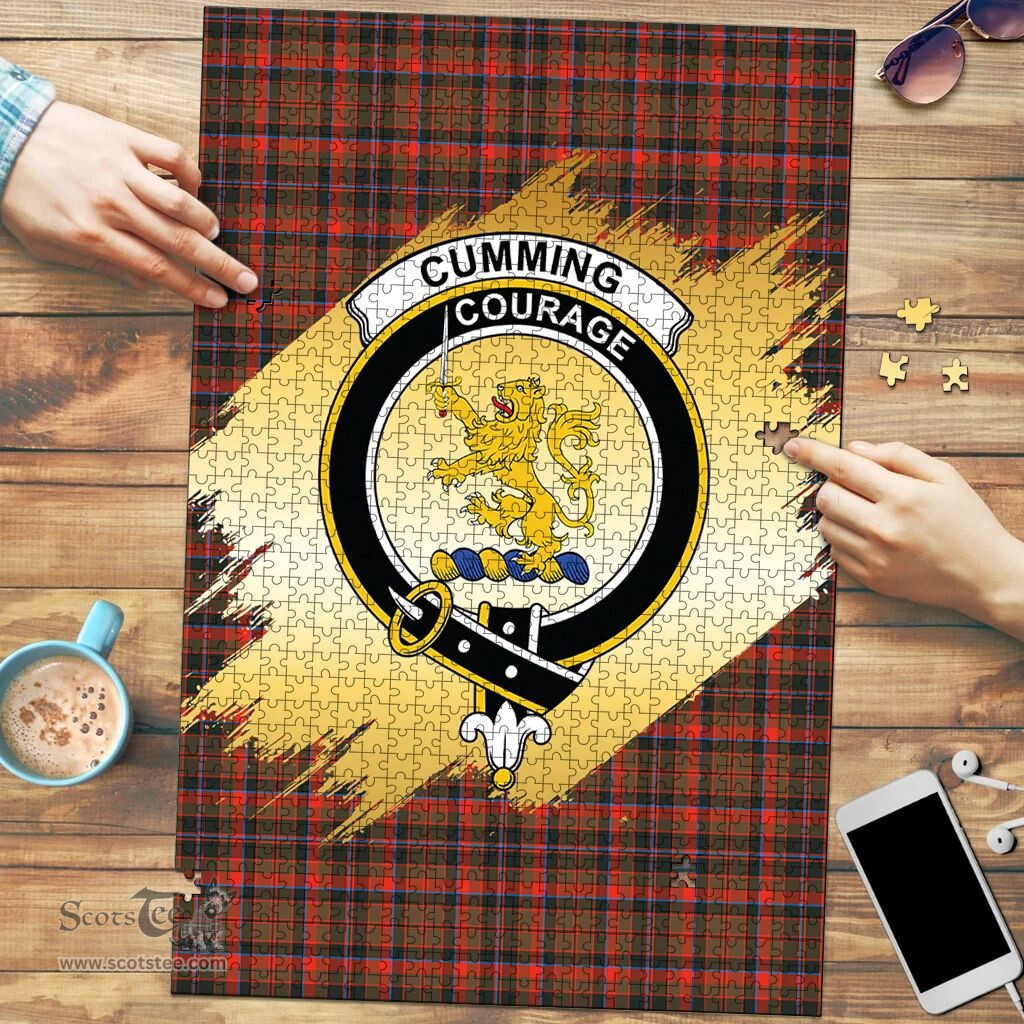 Scottish Cumming Hunting Weathered Clan Tartan Puzzle - Gold Style Scottish Plaid Tartan Plaid