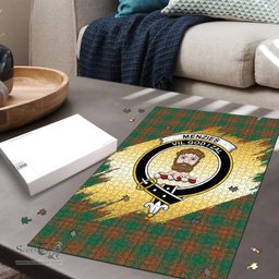 Scottish Menzies Green Ancient Clan Tartan Puzzle - Gold Style Scottish Plaid Tartan Plaid