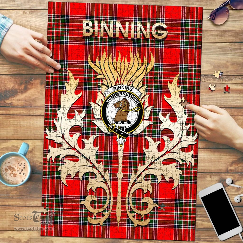 Scottish Binning Clan Tartan Puzzle - Thistle Scotland Style Scottish Plaid Tartan Plaid