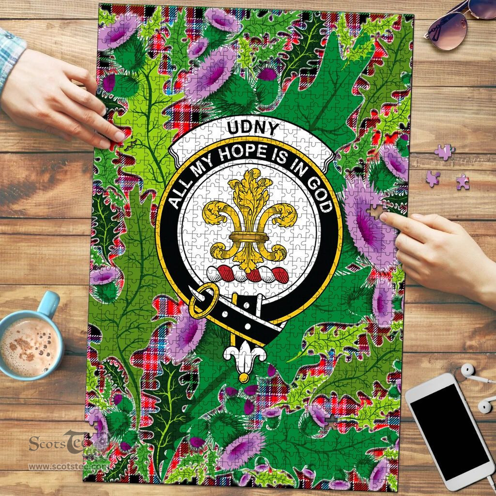Scottish Udny Clan Tartan Puzzle - Thistle Pattern Style Scottish Plaid Tartan Plaid