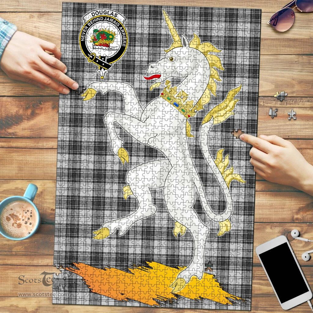 Scottish Douglas Grey Modern Clan Tartan Puzzle - Unicorn Style Scottish Plaid Tartan Plaid