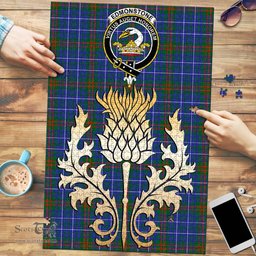 Scottish Edmonstone Clan Tartan Puzzle - Thistle Gold Style Scottish Plaid Tartan Plaid